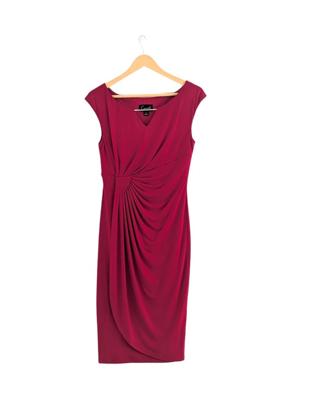 Connected Apparel Red Side Draped Sheath Dress Size 4 NWOT - Picture 4 of 9